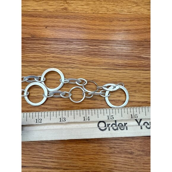 Silver-Tone Circular Link Chain Necklace - Picture 5 of 5